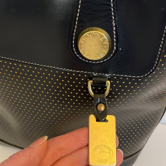 Dooney & Bourke Vintage Cabriolet Black Perforated Leather Top Zip Tote Bag - Picture 2 of 14